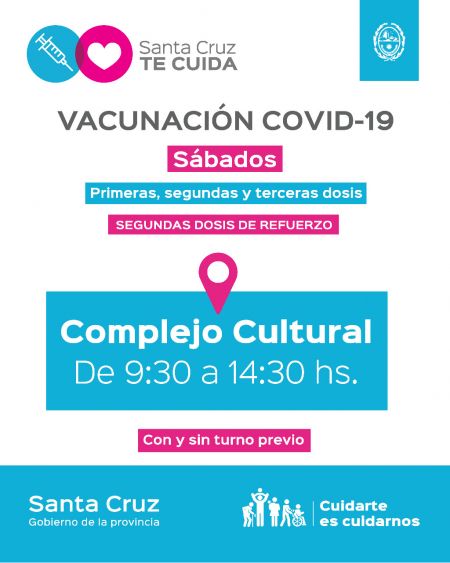 Concretan jornadas de vacunación los días sábados en el Complejo Cultural Santa Cruz