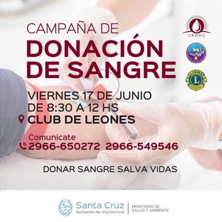 Convocan a la gran colecta en el marco de la semana del Donante de Sangre