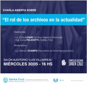 La Secretaría de Derechos Humanos invita a charla sobre “El rol de los archivos en la actualidad”