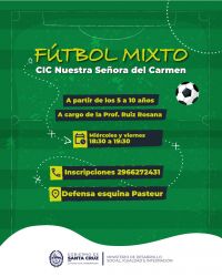Vení a jugar: el CIC Nuestra Señora del Carmen cuenta con fútbol mixto para niñas y niños de 5 a 10 años