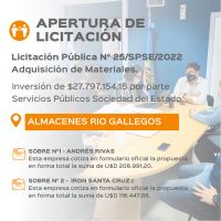 Servicios Públicos concretó la apertura de sobres para la adquisición de materiales en Río Gallegos