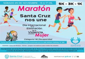 Se realizará una maratón por el “Día Internacional de la eliminación de la violencia contra la mujer”