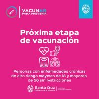 Reabren turnos para mayores de 18 años con enfermedades crónicas y mayores de 56 años sin restricciones en Río Gallegos