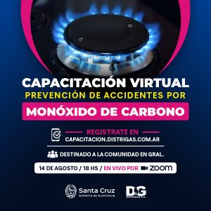 Convocan a participar de capacitación virtual sobre prevención de accidentes por monóxidos de carbono