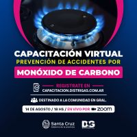 Convocan a participar de capacitación virtual sobre prevención de accidentes por monóxidos de carbono