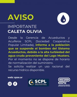 Caleta Olivia: Comunicado de Servicios Públicos