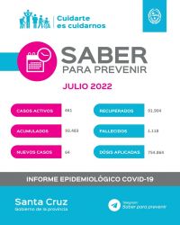 Saber Para Prevenir | Informe Epidemiológico | Martes 19 de julio