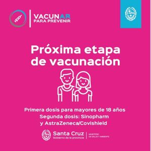 Vacunar para prevenir: Nuevos turnos para primeras y segundas dosis a mayores de 18 años