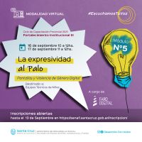 Se encuentran abiertas las inscripciones para el taller “La expresividad al Palo - Pantallas y Violencia de Género”