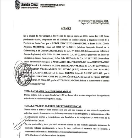 El Gobierno presentó nueva propuesta salarial para la Administración Central