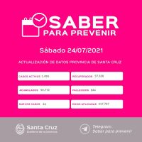 Saber Para Prevenir | Informe Epidemiológico | Sábado 24 de julio