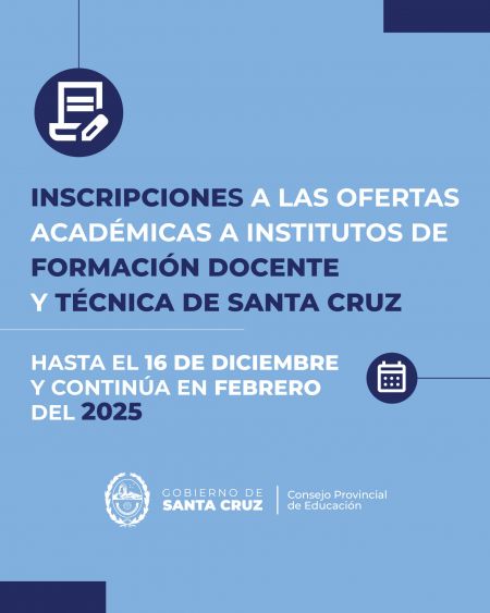 noticiaspuertosantacruz.com.ar - Imagen extraida de: https://noticias.santacruz.gob.ar/gestion/educacion/item/32090-inscripciones-a-las-ofertas-academicas-de-los-institutos-de-formacion-docente-y-tecnica-de-santa-cruz