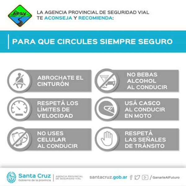 Recomendaciones de la Agencia Provincial de Seguridad Vial antes de salir a la ruta