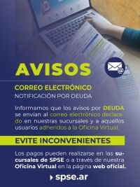 La Empresa Provincial de Energía informa que los avisos de deuda se envían por correo electrónico