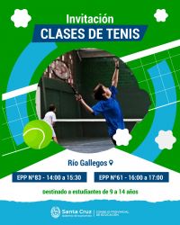 Se invita a estudiantes a participar de Clases de Tenis