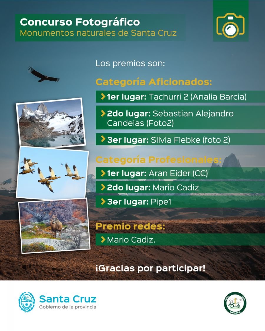 Se dio a conocer el resultado del 1° Concurso "Monumentos Naturales de la provincia de Santa Cruz"