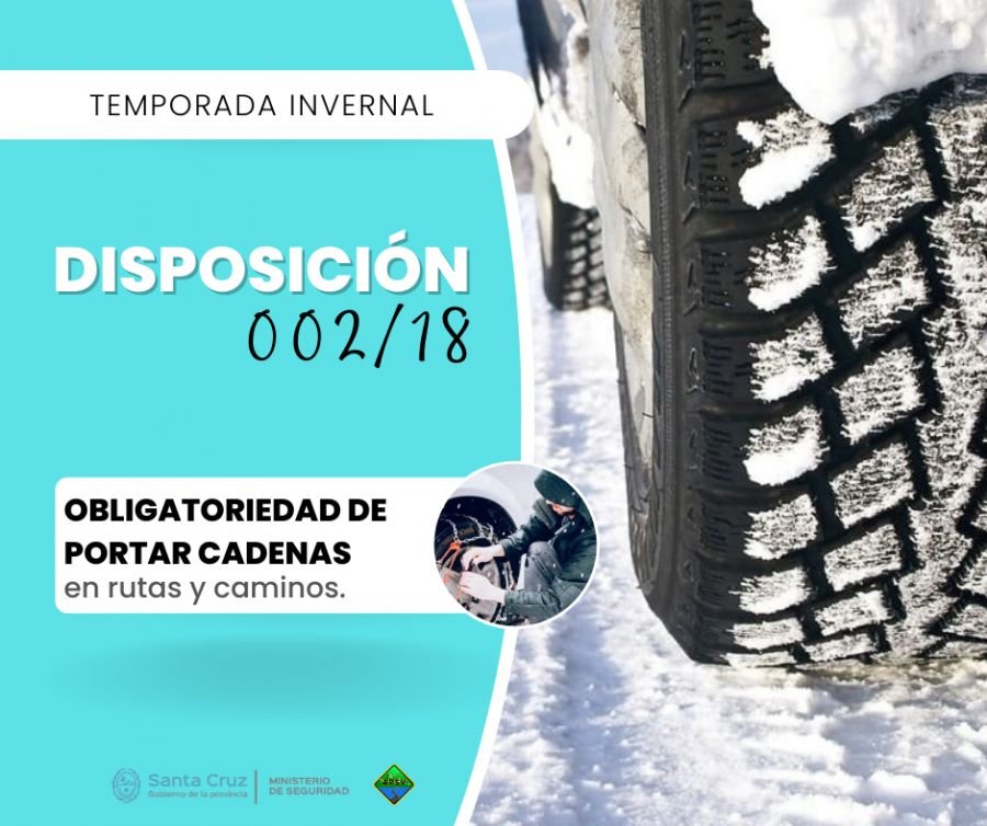 El Gobierno Provincial recuerda la obligatoriedad del uso de cadenas