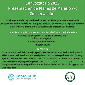 Convocatoria para presentar planes de Manejo y/o Conservación para Bosques Nativos