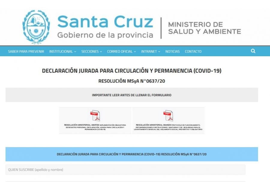 Sigue vigencia la Declaración Jurada para la circulación y el tránsito en el territorio