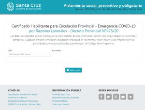 Certificado de circulación para actividades exceptuadas