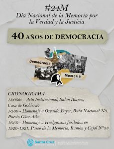 La Memoria, la Verdad y la Justicia como bandera en los 40 años de democracia ininterrumpida