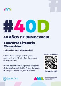 Sigue vigente el concurso literario de microrrelatos “40 años de Democracia”.