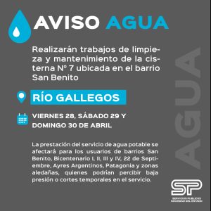 Río Gallegos: Realizaran tareas de mantenimiento en cisterna del Barrio San Benito
