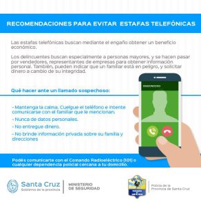 Policía de Santa Cruz realiza recomendaciones para evitar estafas telefónicas