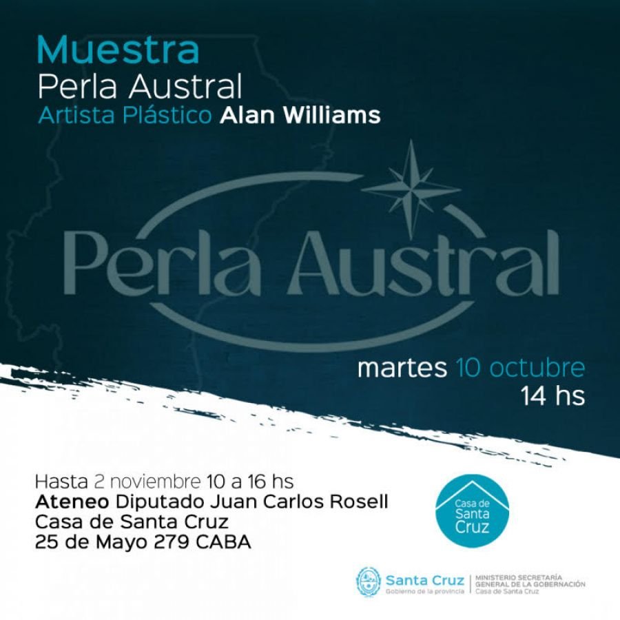 La Casa de Santa Cruz presentará la muestra “Perla Austral” de Alan Williams