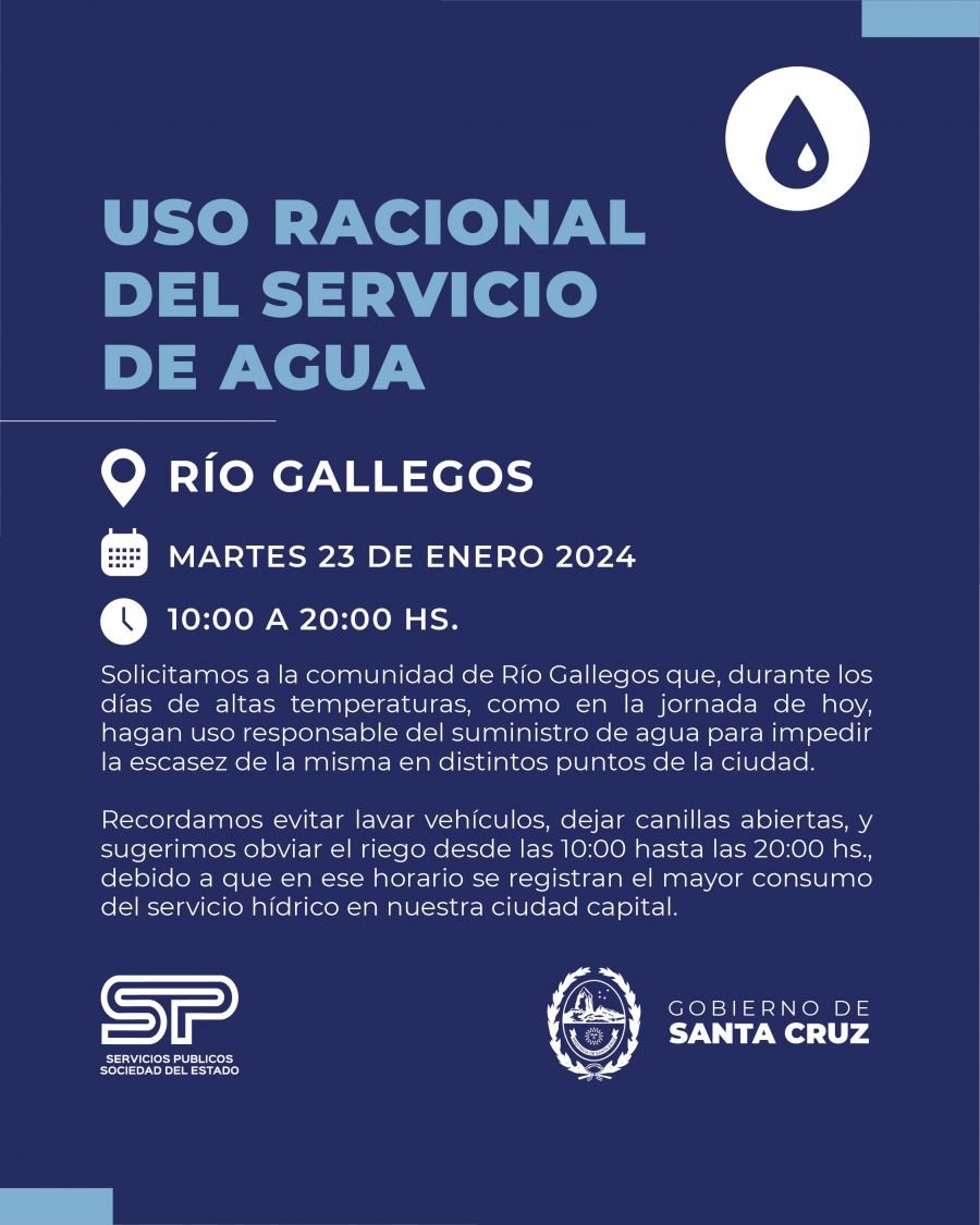Servicios Públicos solicita a la comunidad el uso racional de agua potable por altas temperaturas