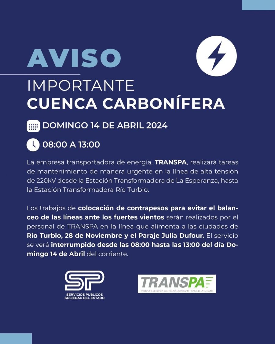 Comunicado: Interrupción del Servicio de Energía en la Cuenca Carbonífera