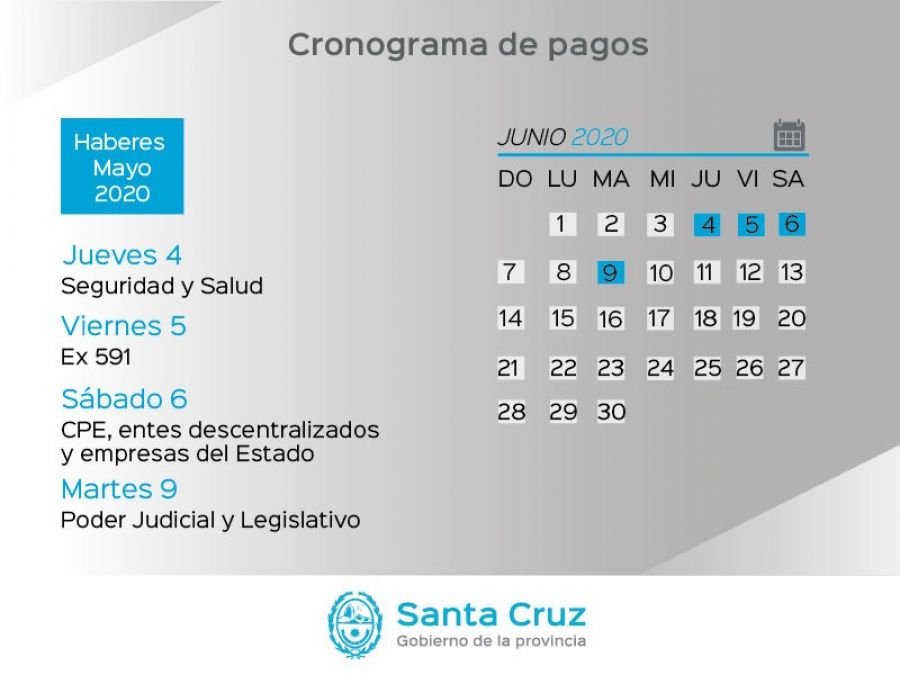 Cronograma de pago de haberes del Estado Provincial y recomendaciones a la comunidad