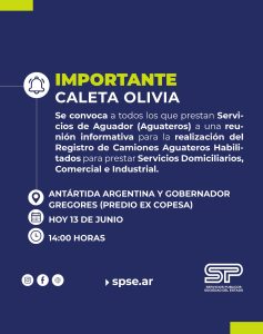 Comunicado de Servicios Públicos de Caleta Olivia