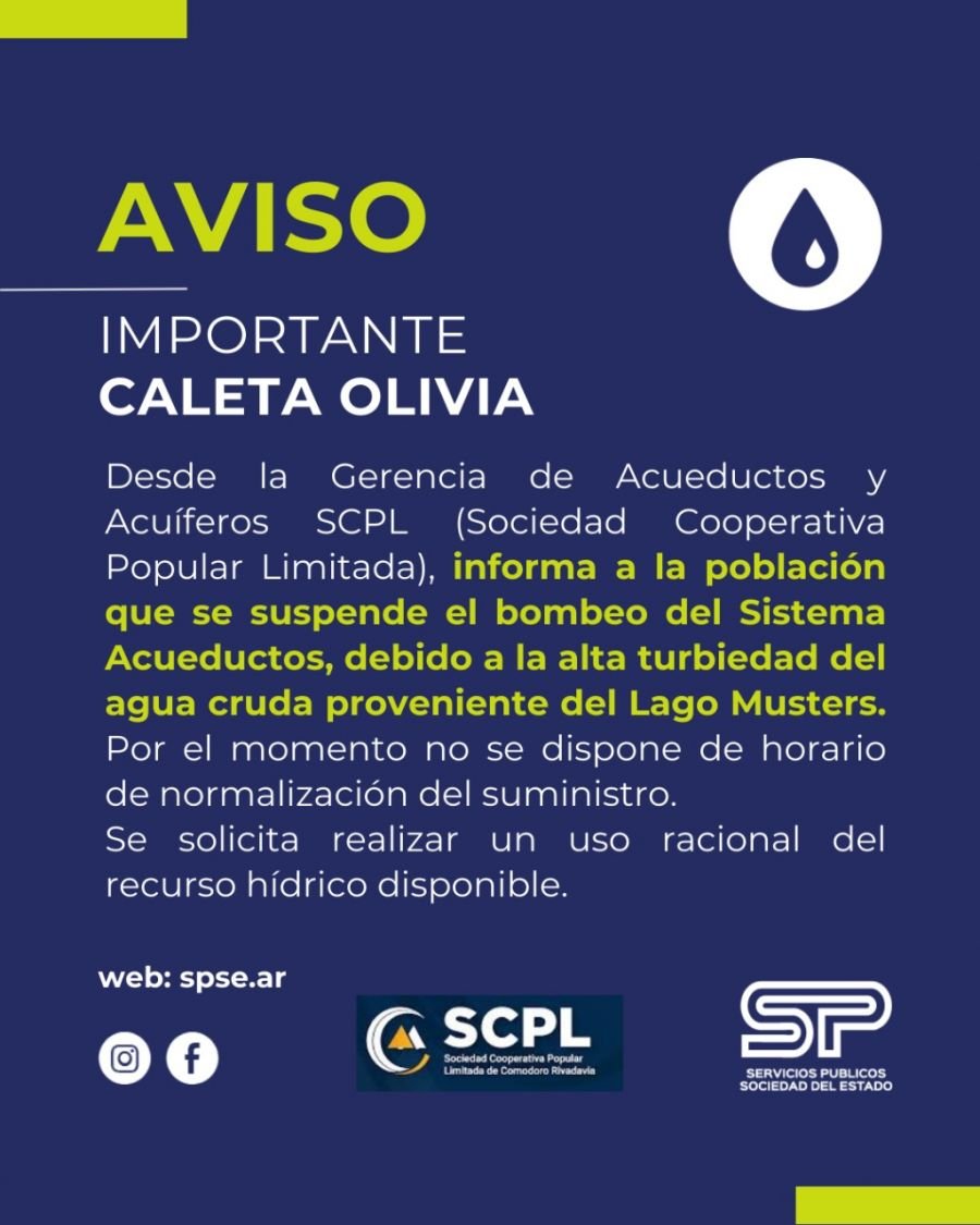 Caleta Olivia: Comunicado de Servicios Públicos