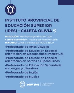 Inscripciones a las ofertas académicas a institutos de formación docente y técnica de Santa Cruz