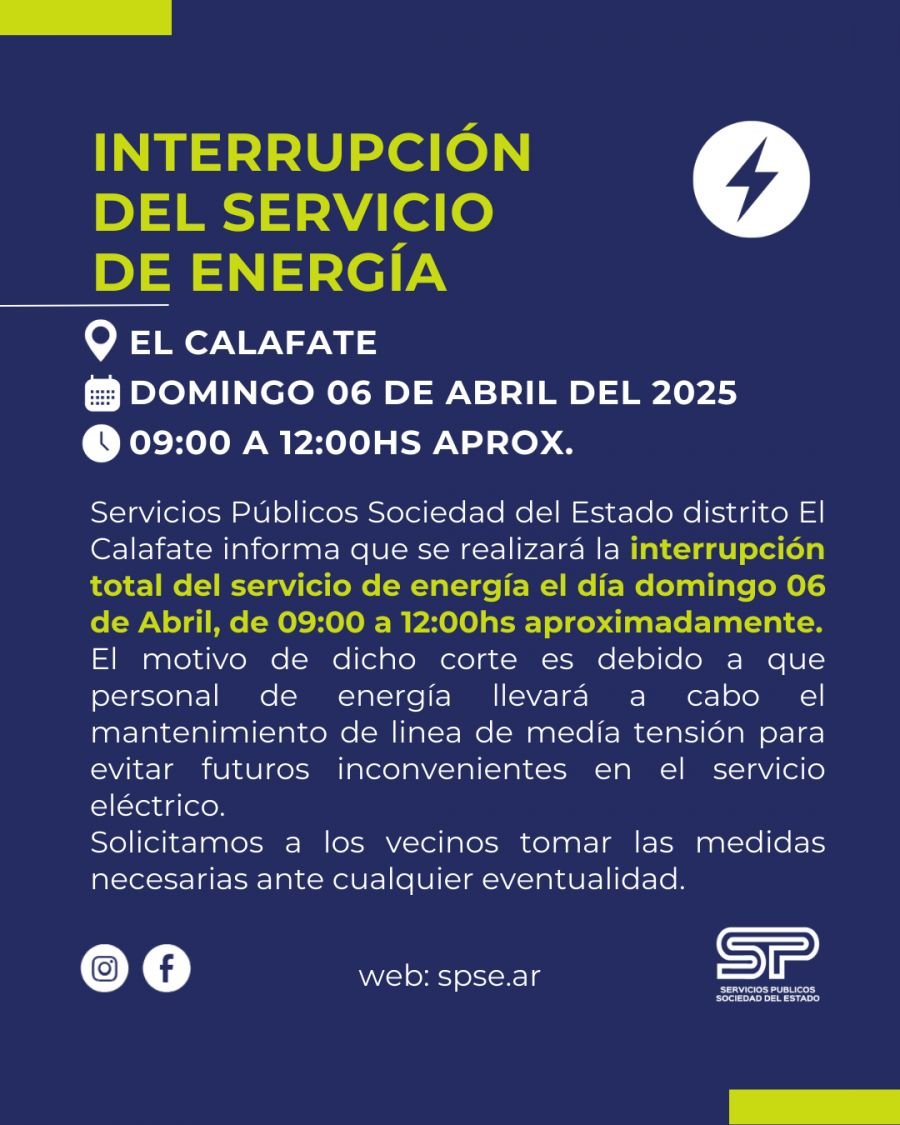El Calafate: Comunicado Servicios Públicos