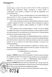 Desde hoy rige el Decreto 774/20 en todo el territorio santacruceño