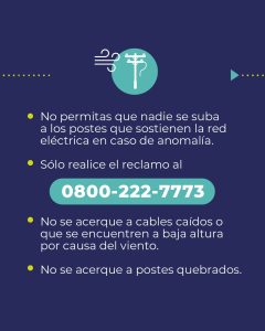Atención vecinos: Servicios Públicos brinda recomendaciones a seguir por fuertes vientos