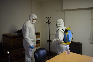 Seguridad trabaja en la desinfección de comisarías y edificios administrativos