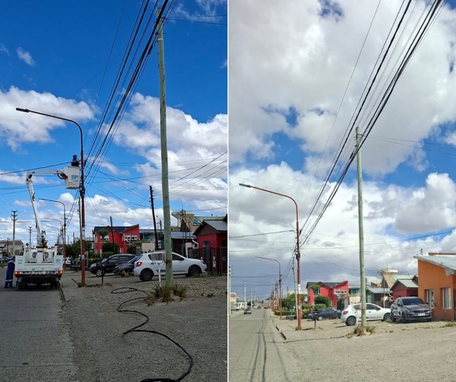 Servicios Públicos ejecuta plan de optimización del tendido eléctrico en distintos barrios de Río Gallegos