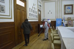 Trabajos de desinfección y sanitización en Casa de Gobierno