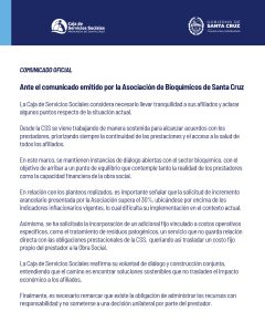 La Caja de Servicios Sociales garantiza la continuidad de prestaciones y trabaja en la actualización de valores con bioquímicos
