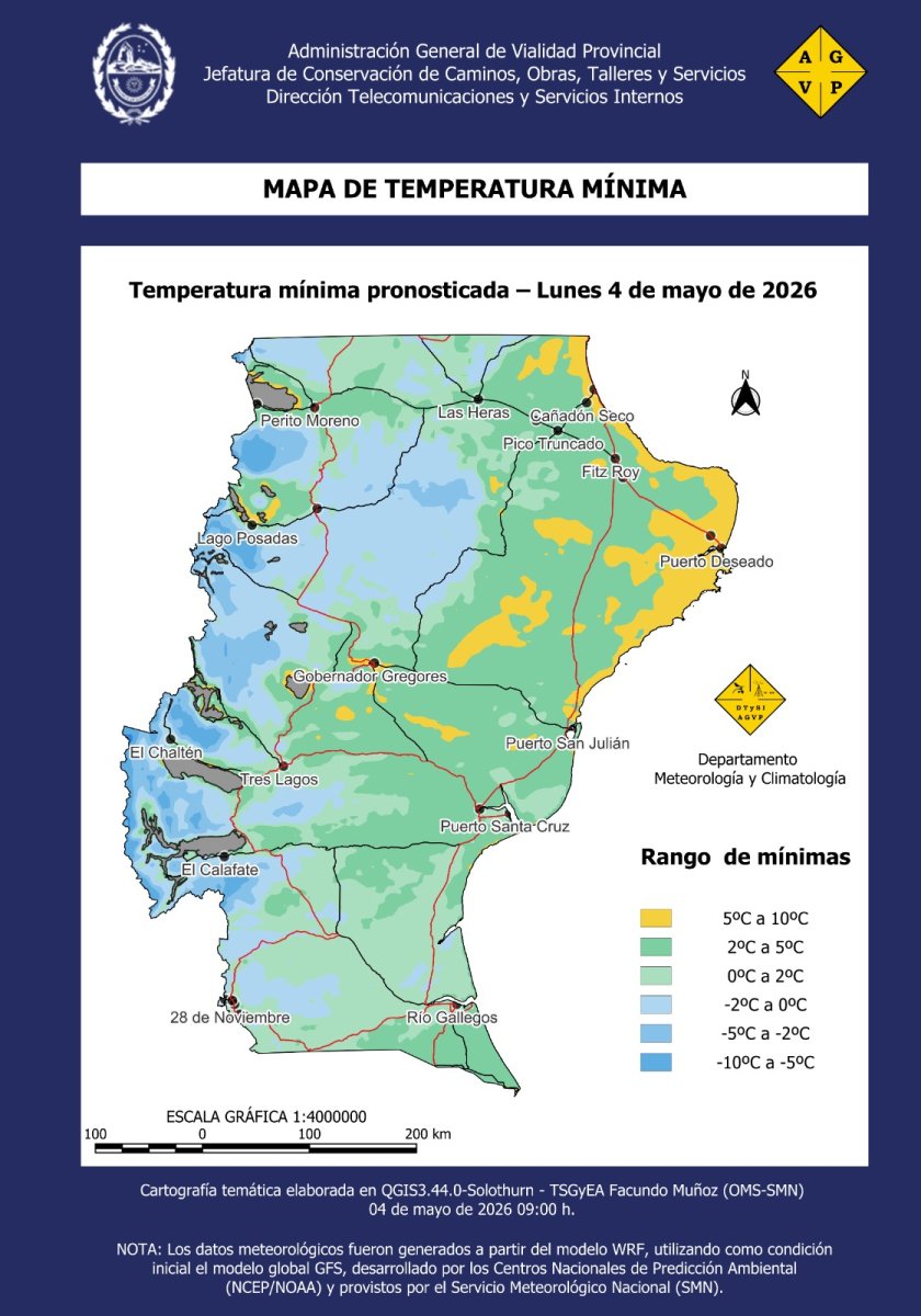 Vialidad Provincial advierte sobre la formación de escarcha en rutas del sur santacruceño