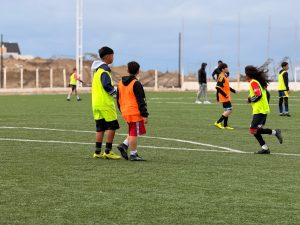 Caleta Olivia: el ministro Georgion acompañó una jornada de captación de talentos de fútbol