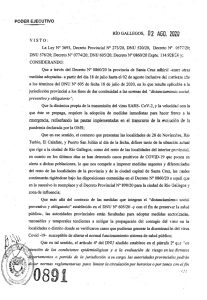 Se firmó el Decreto 891/20 que establece medidas especiales para 4 localidades