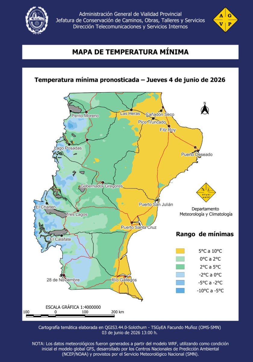 Marcado descenso de temperatura con escarcha y hielo prevalecerán durante estos días en Santa Cruz