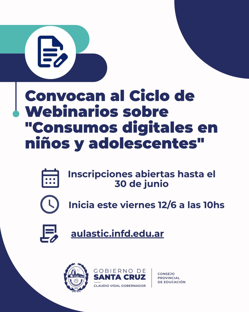 Convocan al Ciclo de Webinarios sobre "Consumos digitales en niños y adolescentes"