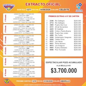 El premio mayor del Telebingo se quedó en Puerto San Julián en una noche de emoción y festejos