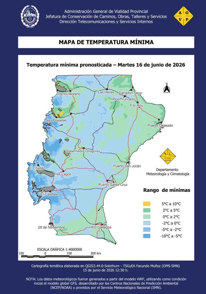 Anuncian nevadas y bajas temperaturas para los próximos días en Santa Cruz