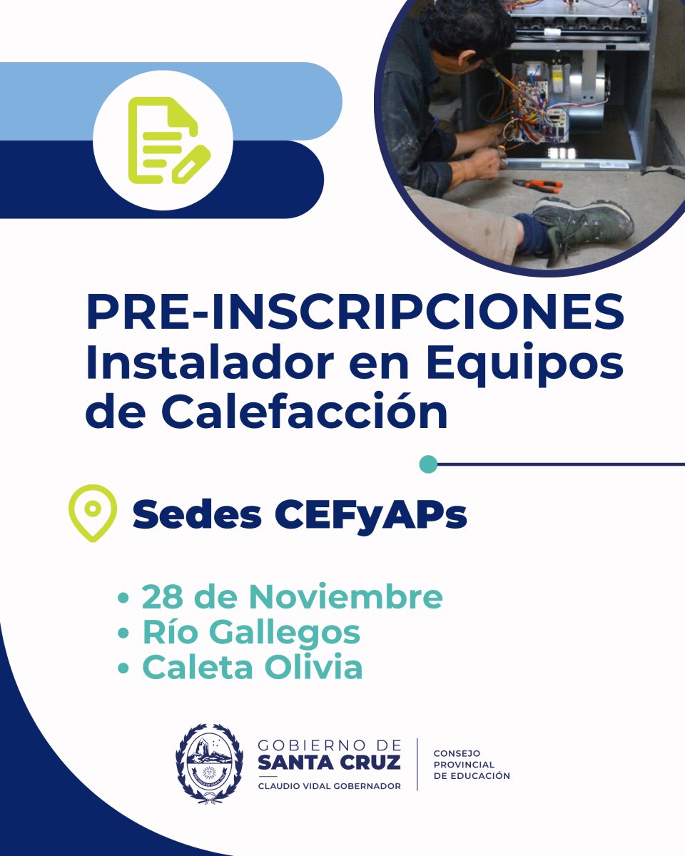 Abren las pre-inscripciones para la Capacitación Laboral en Instalación de Equipos de Calefacción
